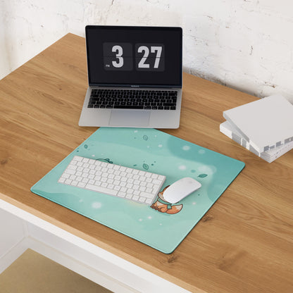 Cute Teal Galaxy Gaming Mouse Pad With Moon And Cloud Design