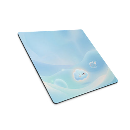 Cute Blue Cloud Gaming Mouse Pad with Pink Accents