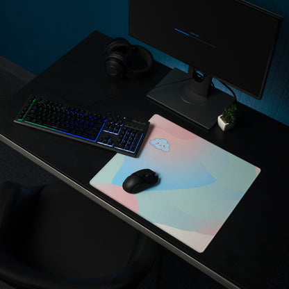 Pastel Cute Gaming Mouse Pad With Cloud Emoji Design