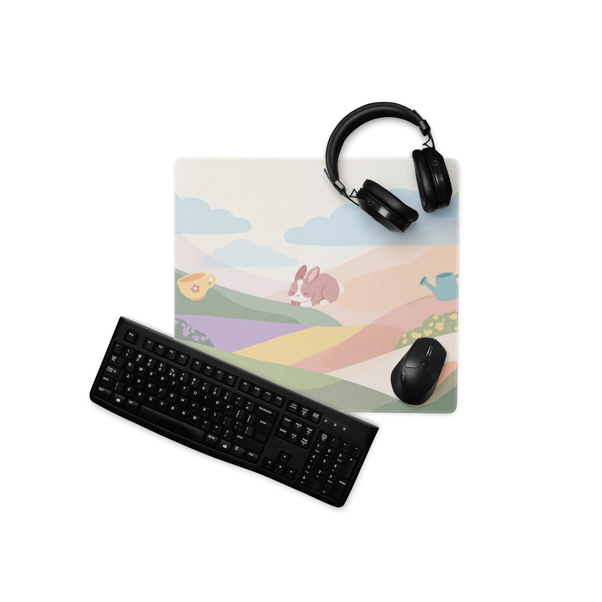 Cute Pink Cloudy Garden Gaming Mouse Pad