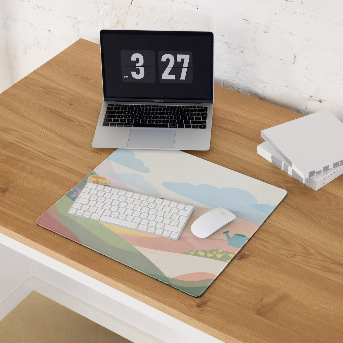 Cute Pink Cloudy Garden Gaming Mouse Pad