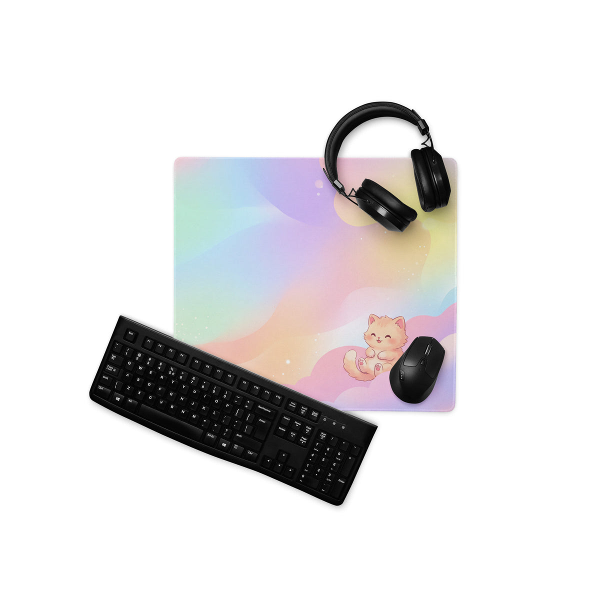 Pastel Rainbow Cute Kittens Gaming Mouse Pad