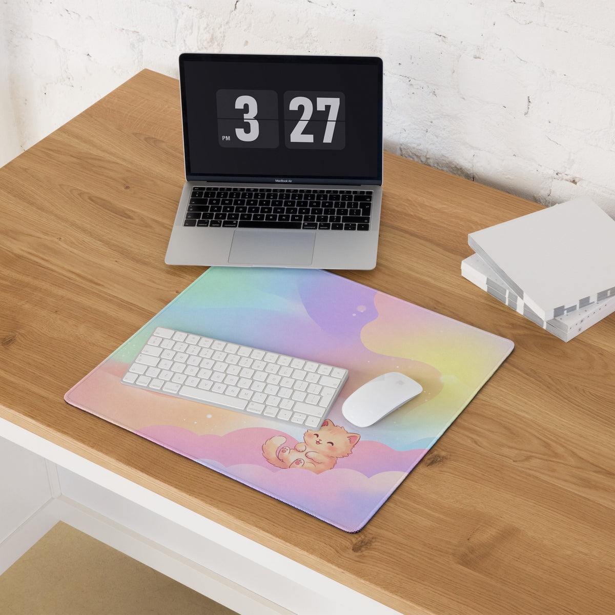 Pastel Rainbow Cute Kittens Gaming Mouse Pad