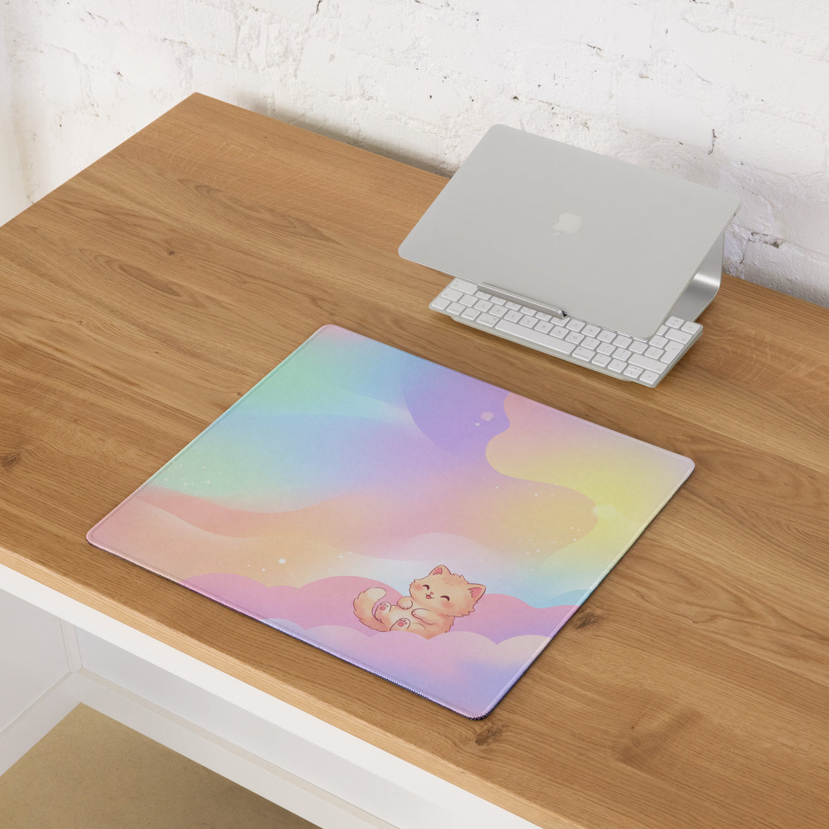 Pastel Rainbow Cute Kittens Gaming Mouse Pad