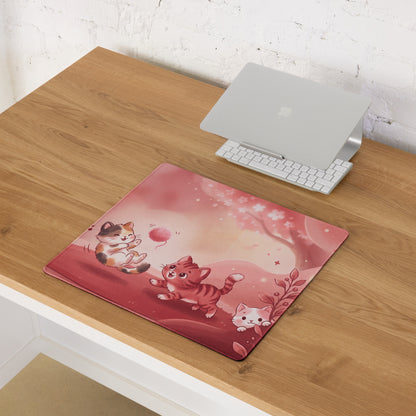 Pink Kitty Glitter Gaming Mouse Pad With Cute Flowers