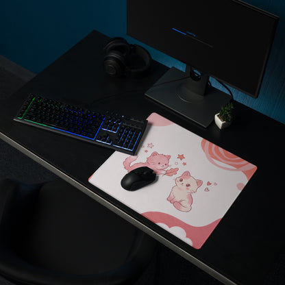Pink Cat Themed Gaming Mouse Pad