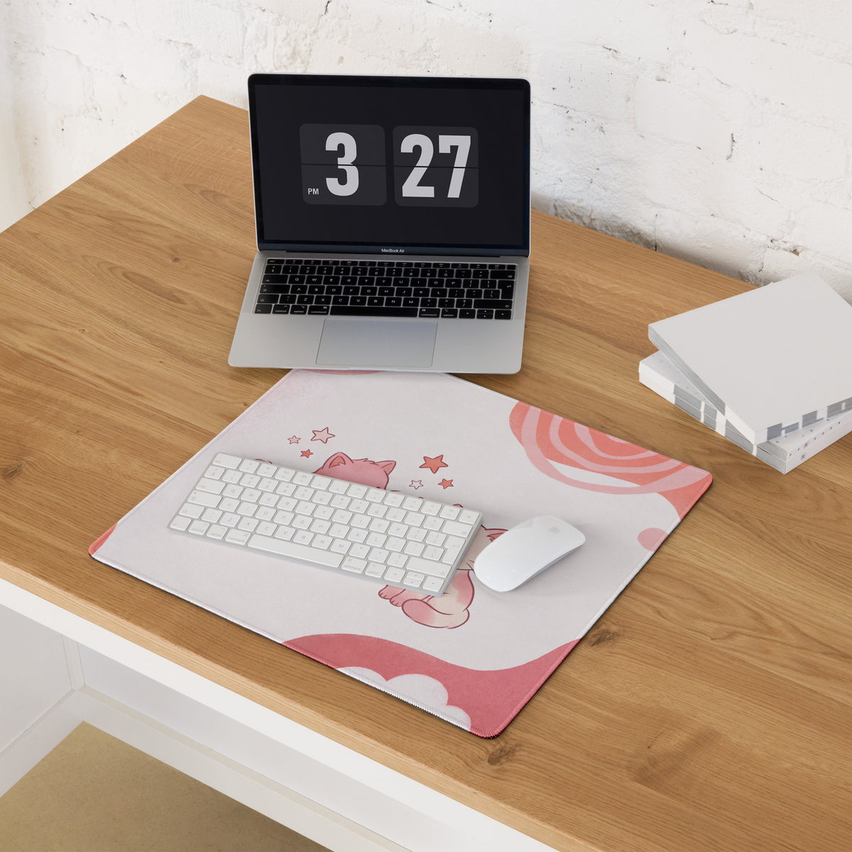 Pink Cat Themed Gaming Mouse Pad