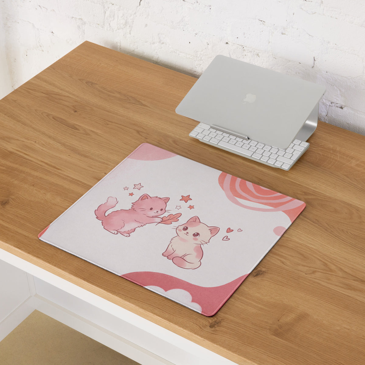 Pink Cat Themed Gaming Mouse Pad