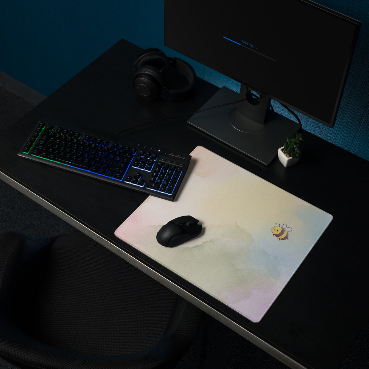 Pastel Rainbow Cute Bees Snails Gaming Mouse Pad