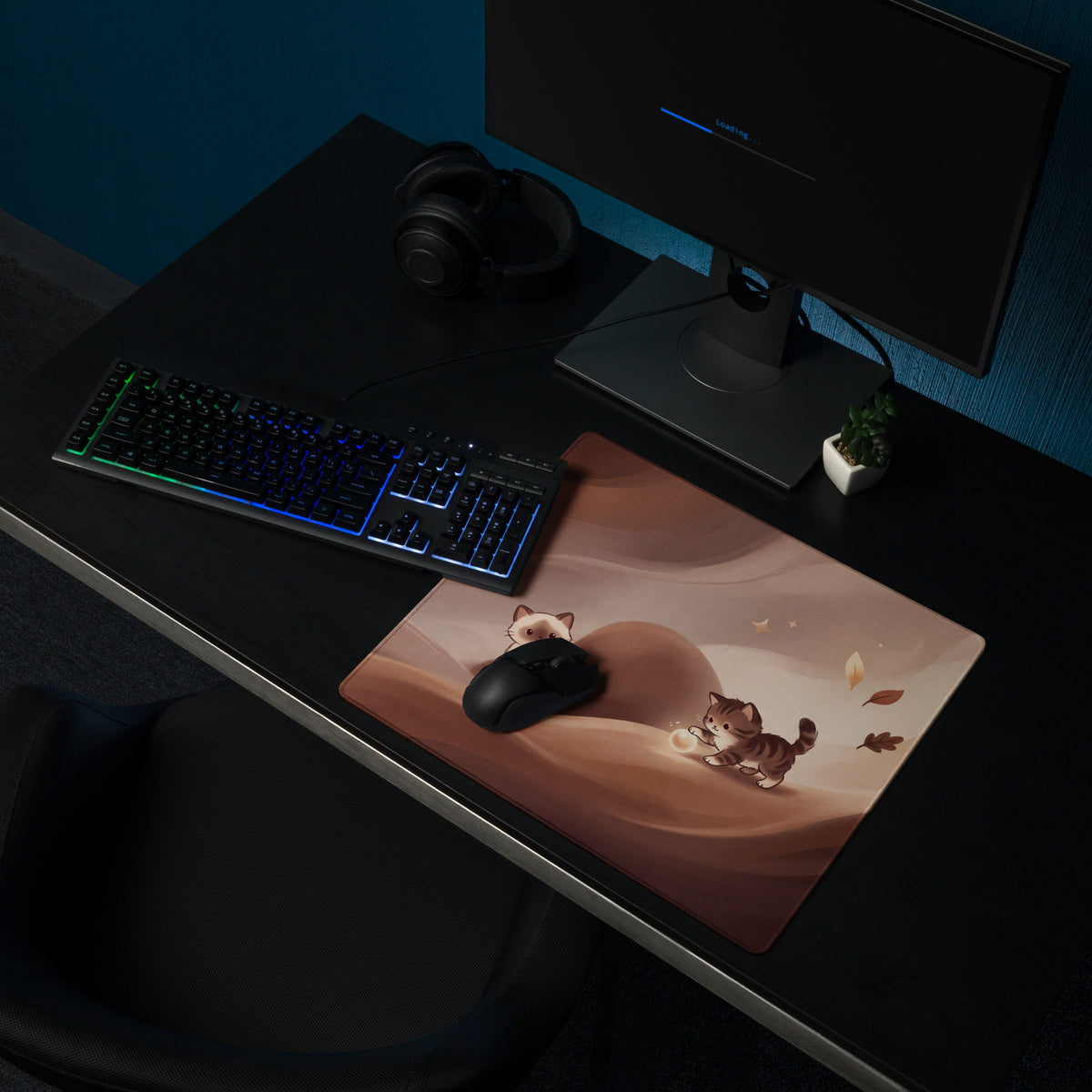 Cute Chocolate Brown Cat Themed Gaming Mouse Pad