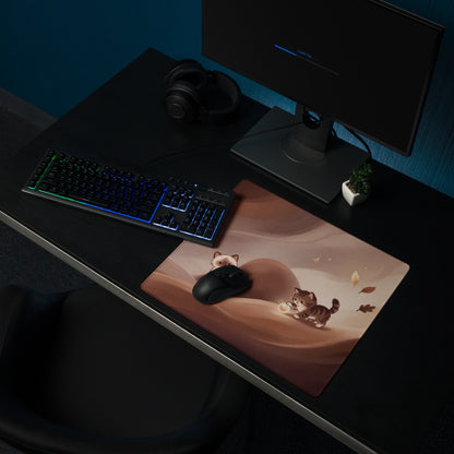 Cute Chocolate Brown Cat Themed Gaming Mouse Pad