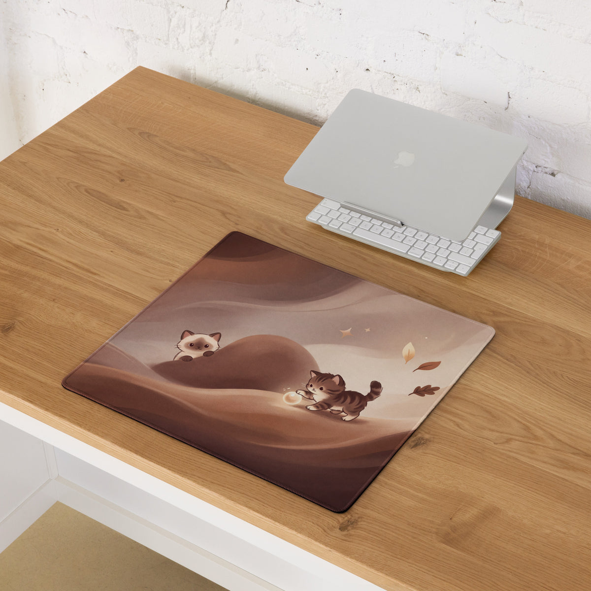 Cute Chocolate Brown Cat Themed Gaming Mouse Pad
