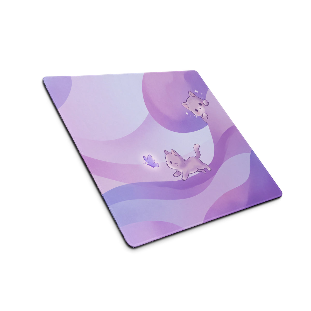 Pastel Kitty Meadows Gaming Mouse Pad Cute Purple Pink