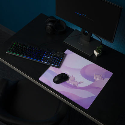 Pastel Kitty Meadows Gaming Mouse Pad Cute Purple Pink