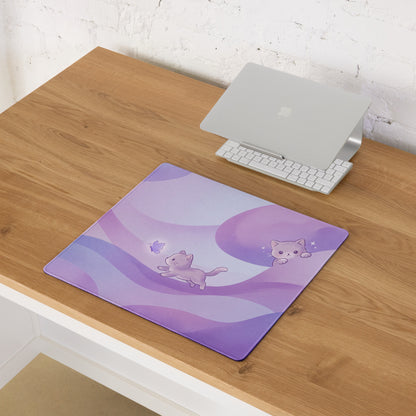 Pastel Kitty Meadows Gaming Mouse Pad Cute Purple Pink