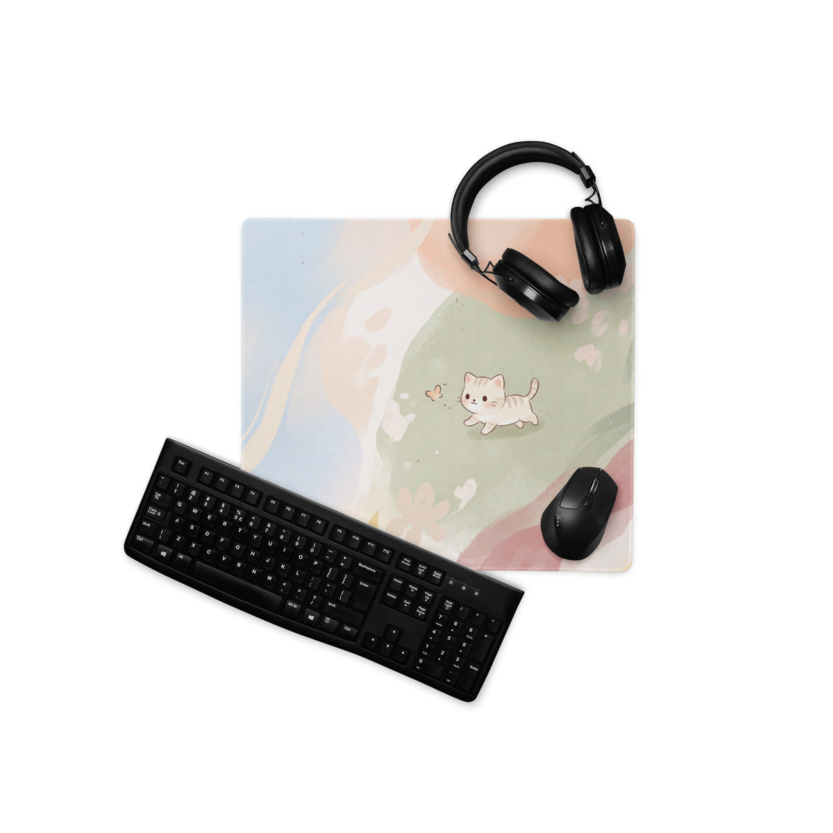 Pastel Rainbow Cute Kitty Gaming Mouse Pad