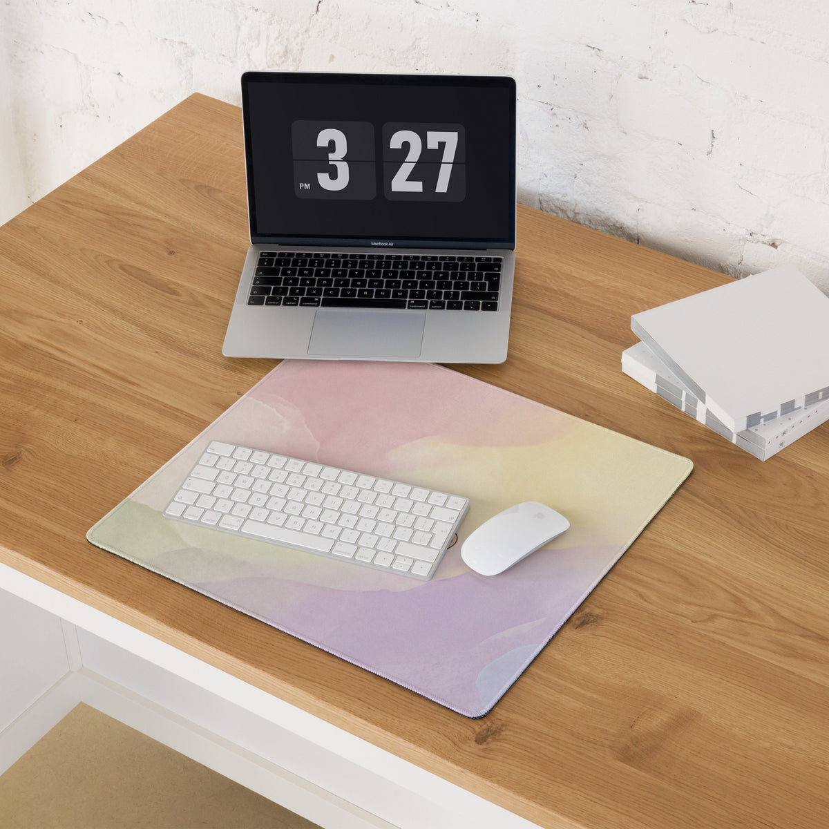 Pastel Pink Floral Gaming Mouse Pad With Cute Teapot Bees Design
