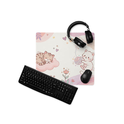 Pastel Kitty Butterflies Gaming Mouse Pad