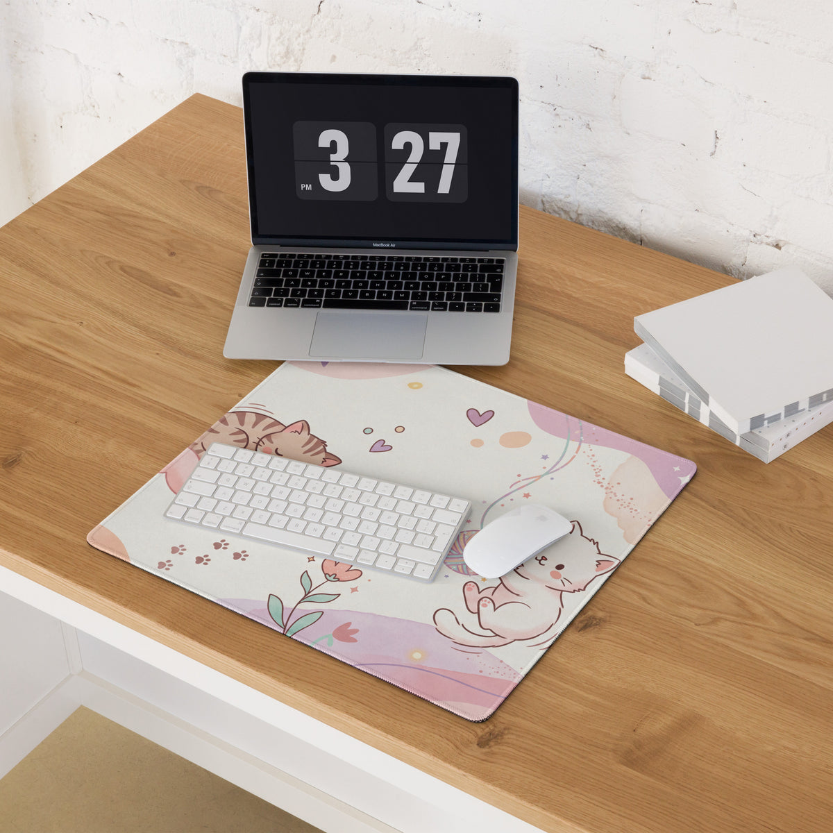 Pastel Kitty Butterflies Gaming Mouse Pad