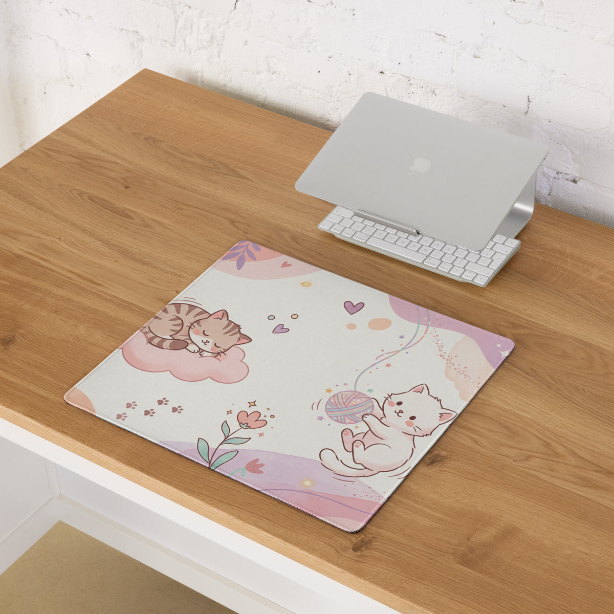 Pastel Kitty Butterflies Gaming Mouse Pad