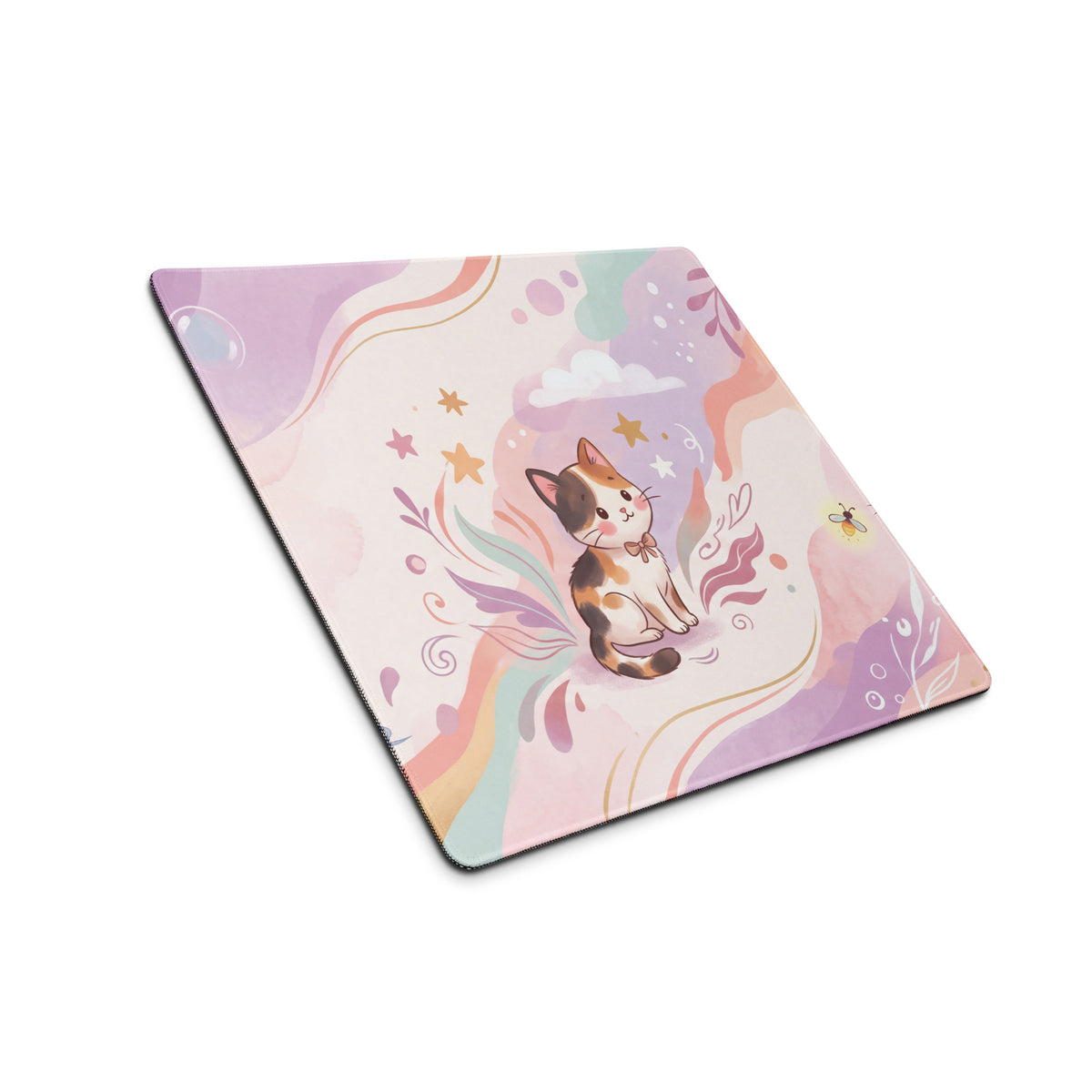 Pastel Kitty Cats Gaming Mouse Pad With Azure Pink Colors