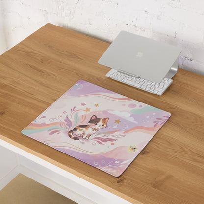 Pastel Kitty Cats Gaming Mouse Pad With Azure Pink Colors