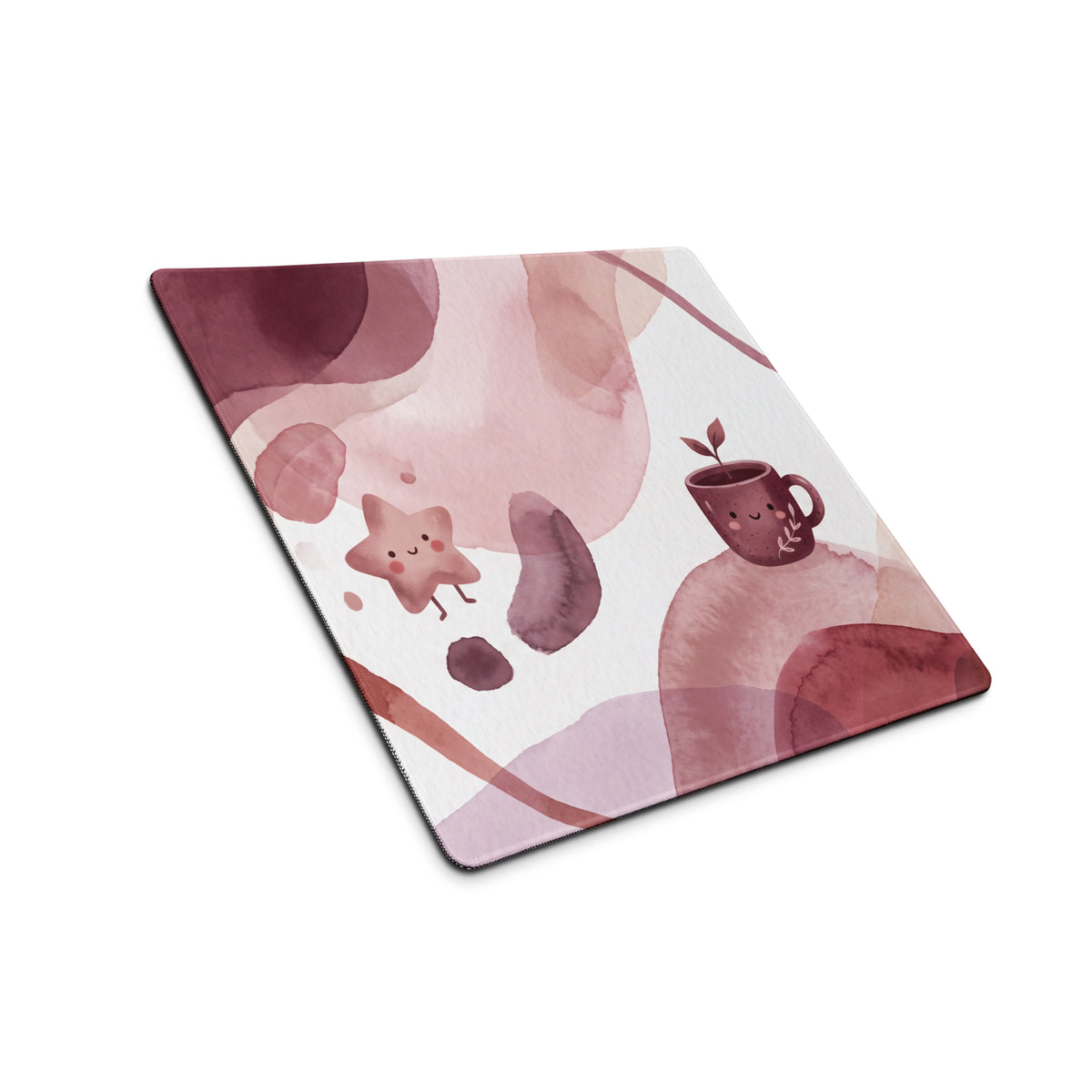 Pink Watercolor Cute Mouse Pad With Birds And Mug Design