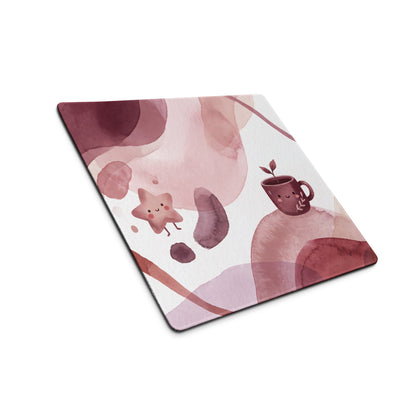 Pink Watercolor Cute Mouse Pad With Birds And Mug Design