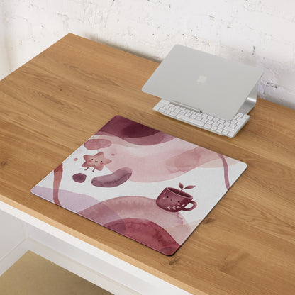 Pink Watercolor Cute Mouse Pad With Birds And Mug Design