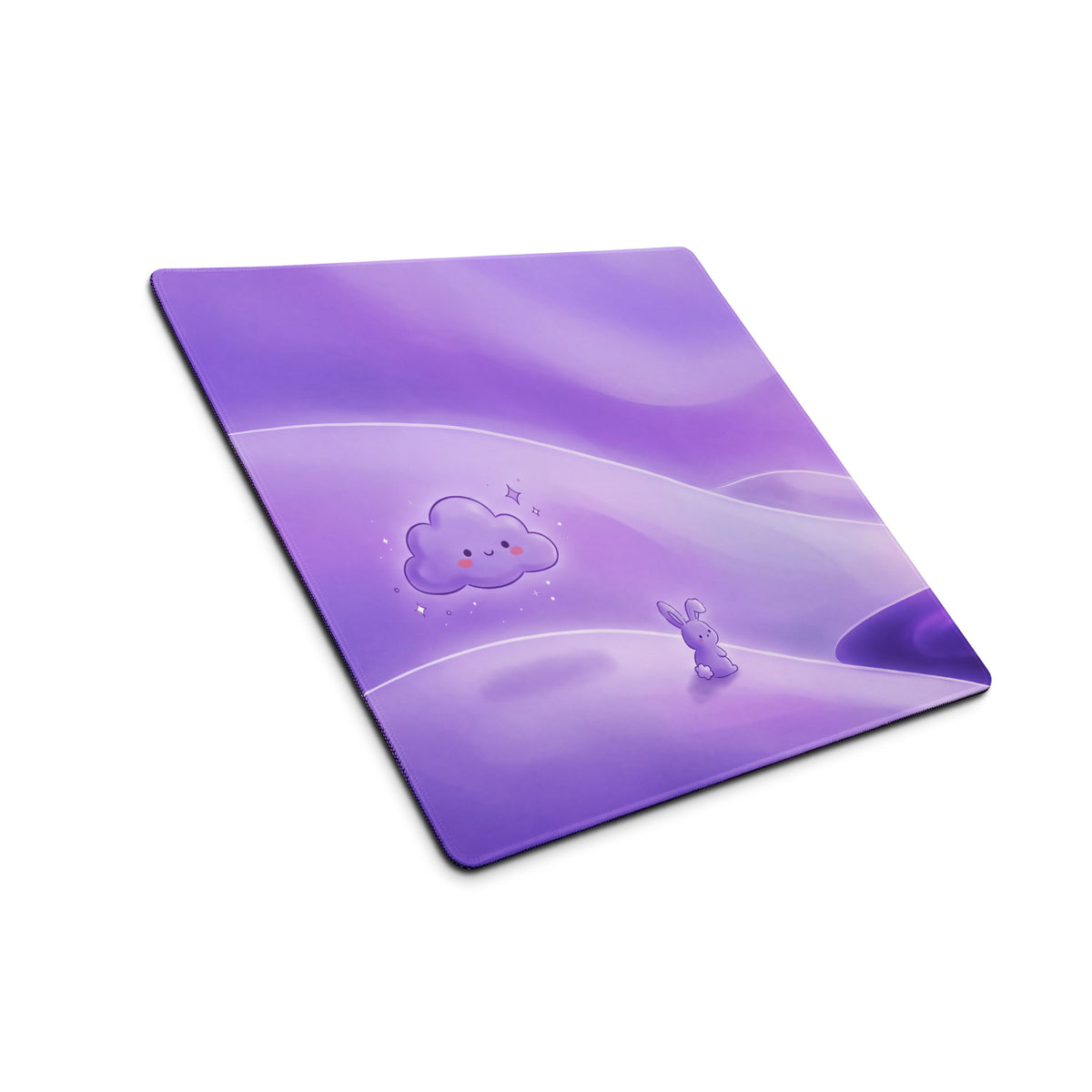 Purple Galaxy Cute Mouse Pad With Clouds And Bunnies
