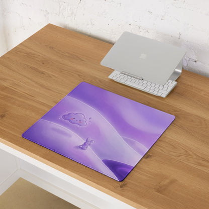 Purple Galaxy Cute Mouse Pad With Clouds And Bunnies