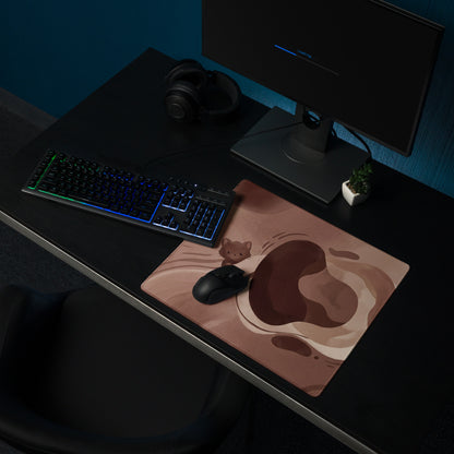 Cute Brown Camo Cat Theme Gaming Mouse Pad
