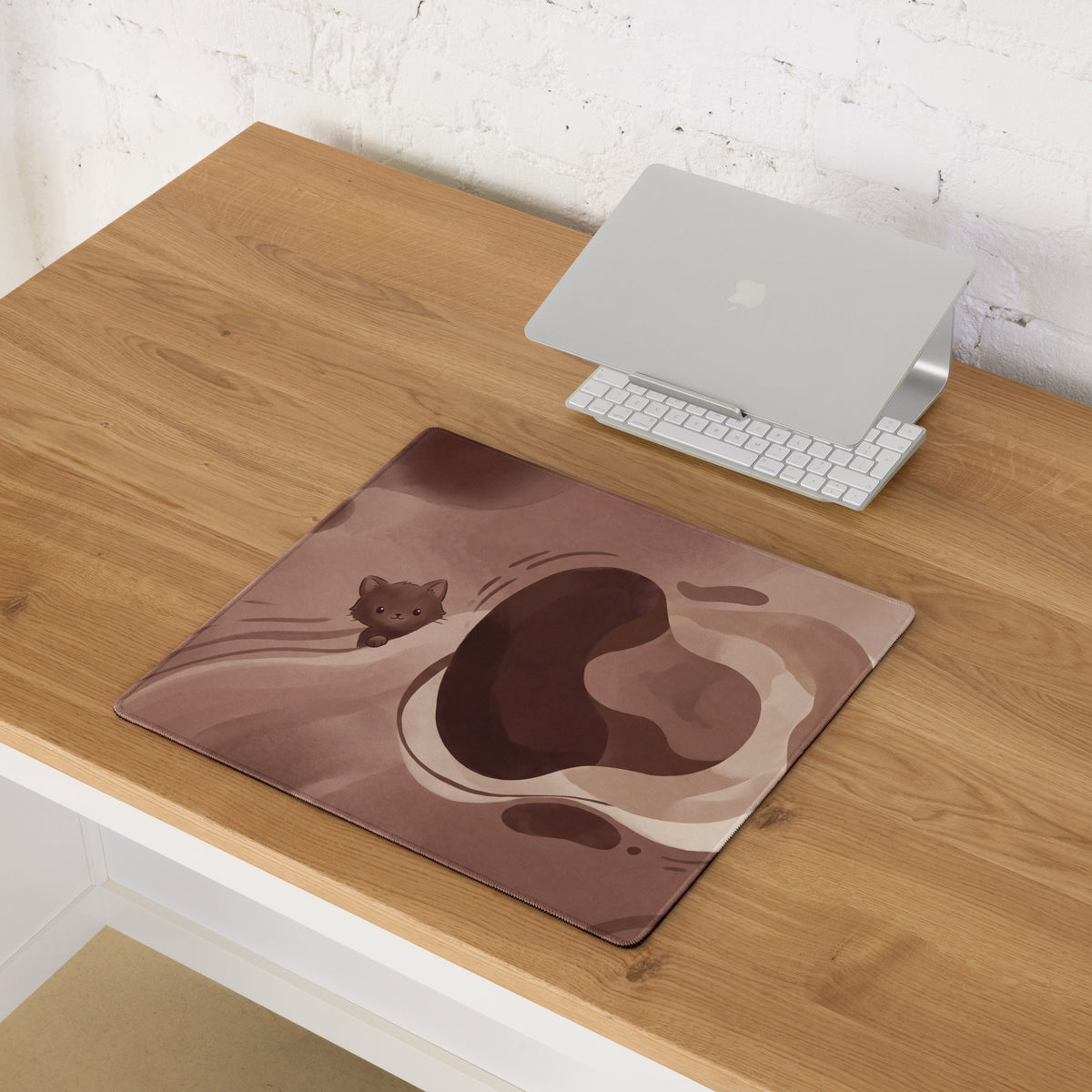 Cute Brown Camo Cat Theme Gaming Mouse Pad