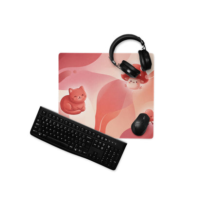 Cute Pink Gaming Mouse Pad With Mushrooms And Hearts