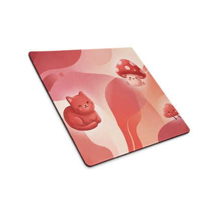 Cute Pink Gaming Mouse Pad With Mushrooms And Hearts