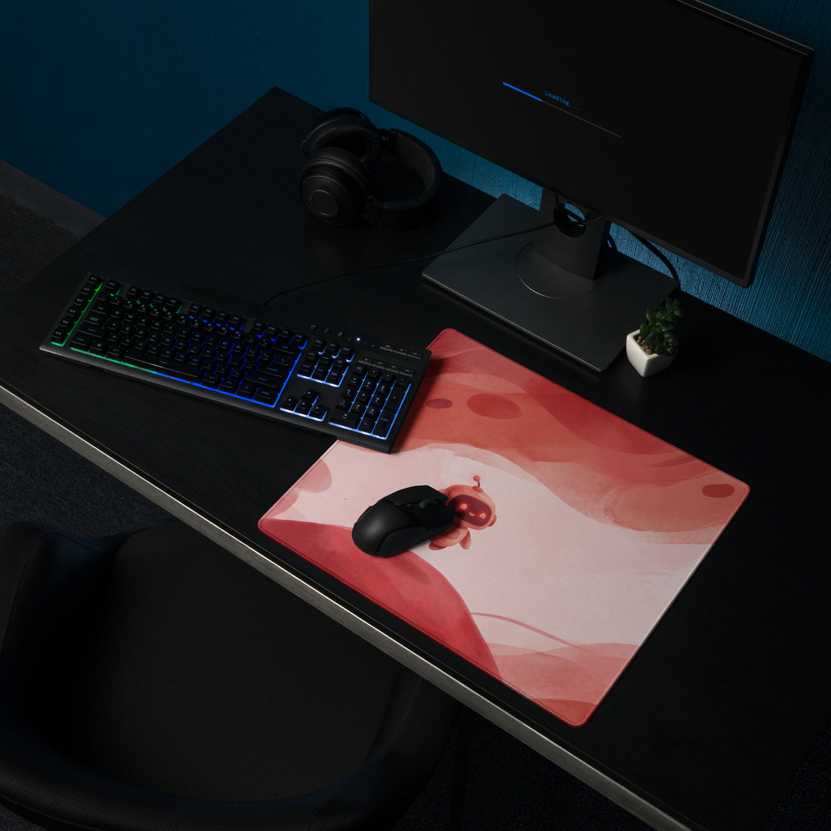 Cute Pink Gaming Mouse Pad With Hearts Design