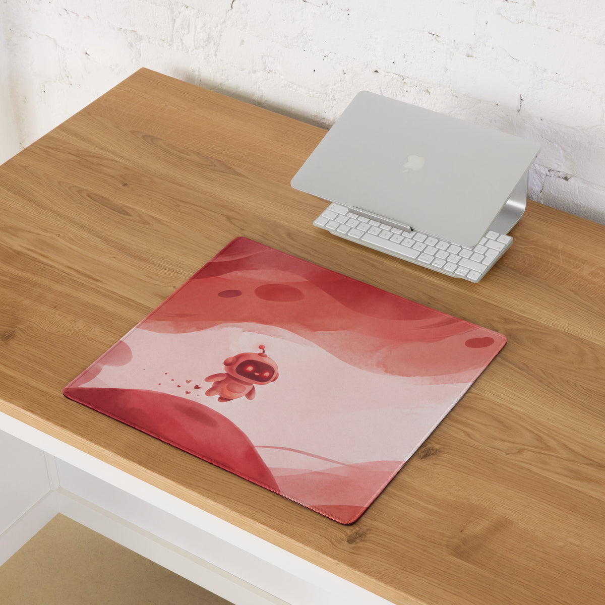 Cute Pink Gaming Mouse Pad With Hearts Design