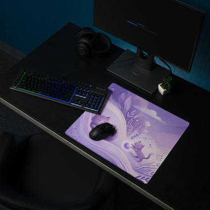 Purple Cute Cat Themed Gaming Mouse Pad