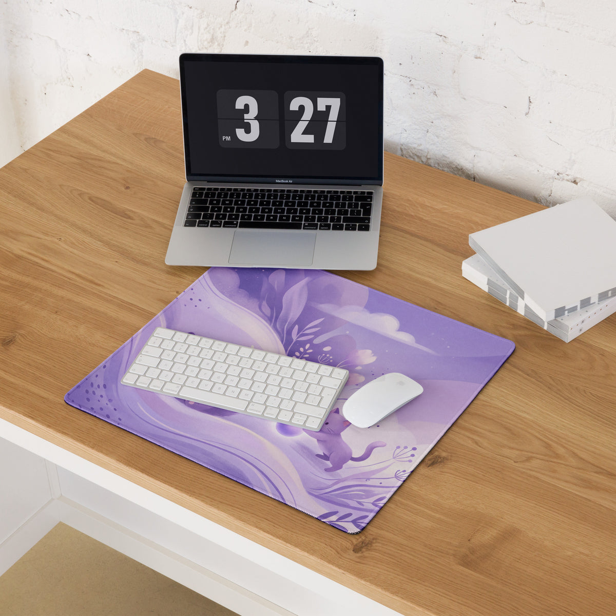 Purple Cute Cat Themed Gaming Mouse Pad