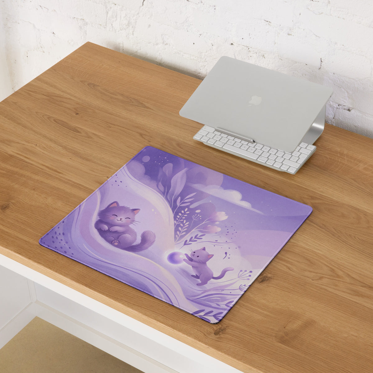Purple Cute Cat Themed Gaming Mouse Pad