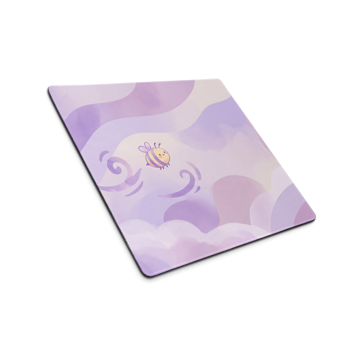 Lilac Galaxy Gaming Mouse Pad With Cute Clouds Bee Art