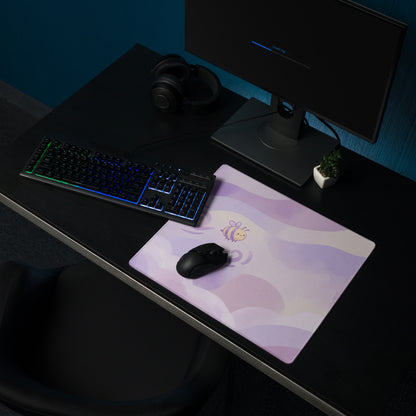 Lilac Galaxy Gaming Mouse Pad With Cute Clouds Bee Art
