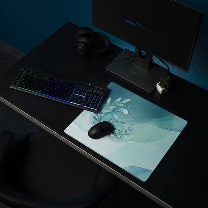 Cute Blue Gradient Gaming Mouse Pad With Kawaii Cats