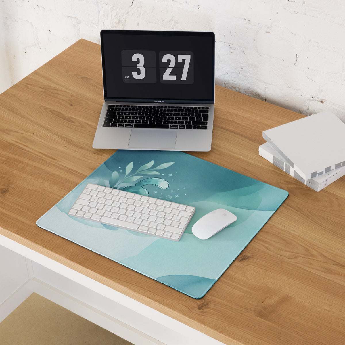 Cute Blue Gradient Gaming Mouse Pad With Kawaii Cats