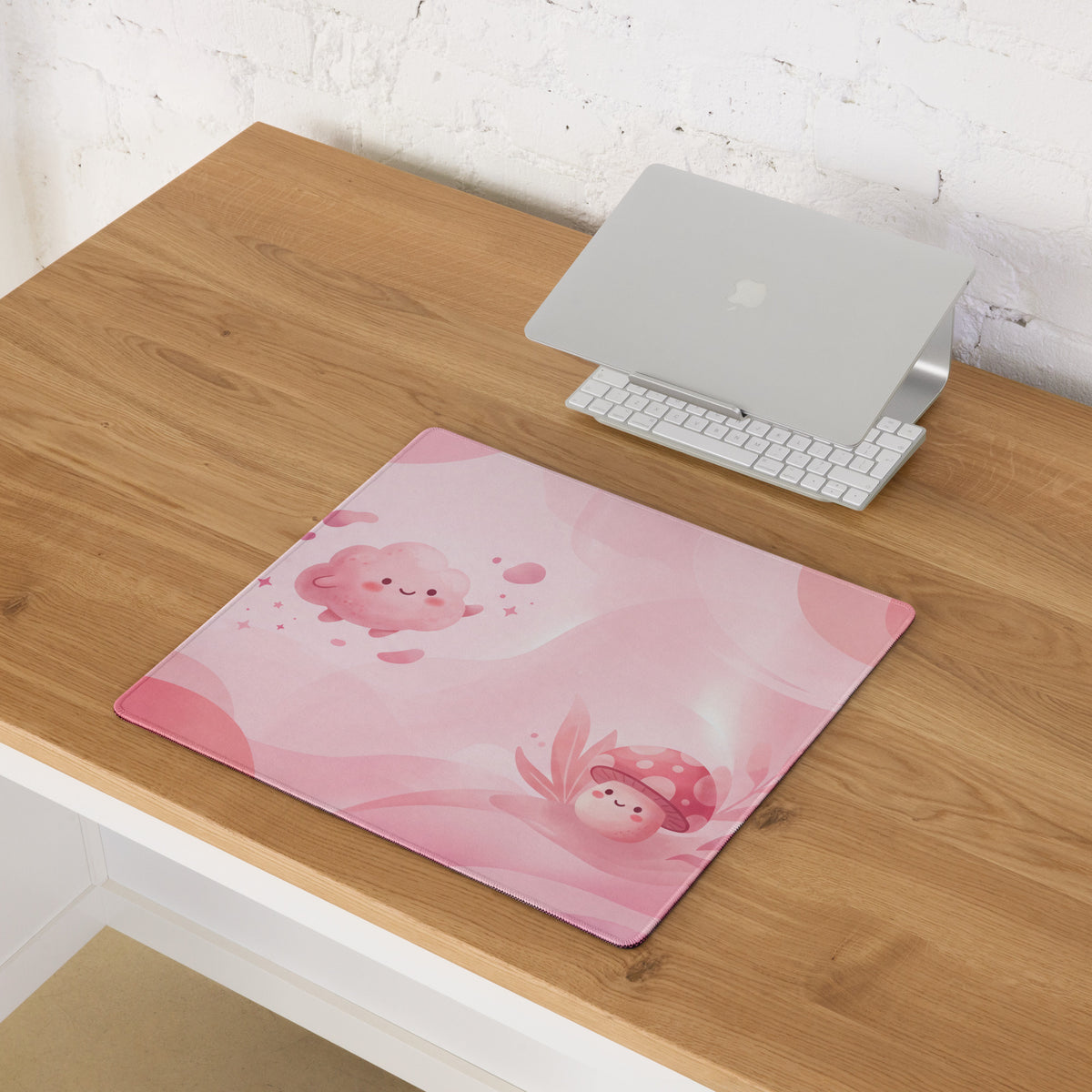 Pink Cute Gaming Mouse Pad With Kawaii Cloud Design