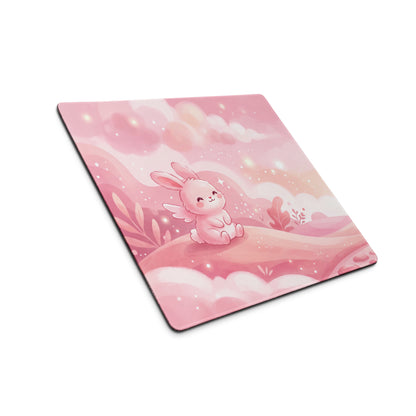 Pink Gaming Mouse Pad Cute Bunny Clouds