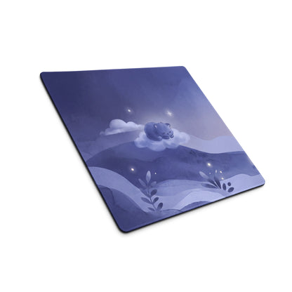 Purple Cat Night Sky Gaming Mouse Pad With Cute Clouds