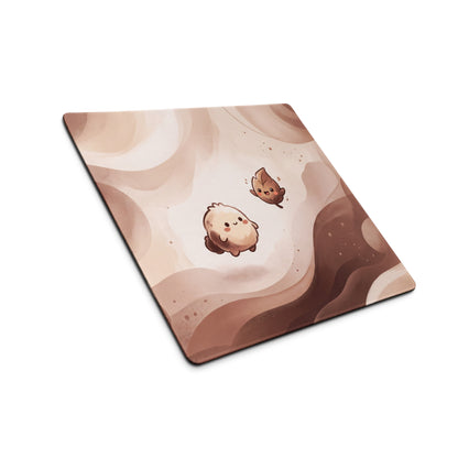 Cute Pink Marble Gaming Mouse Pad With Cute Characters