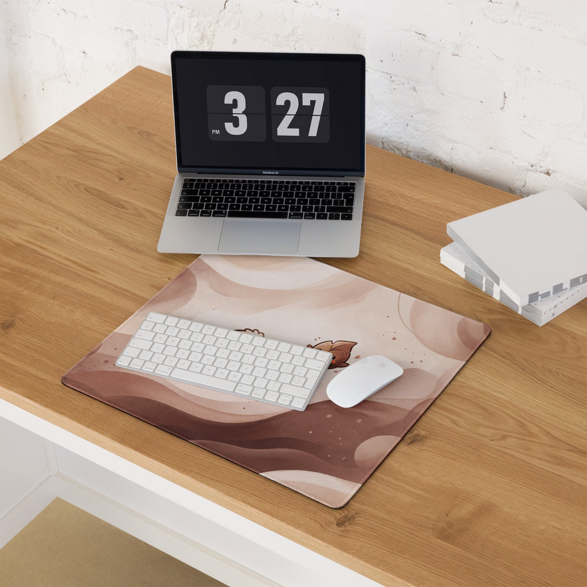 Cute Pink Marble Gaming Mouse Pad With Cute Characters