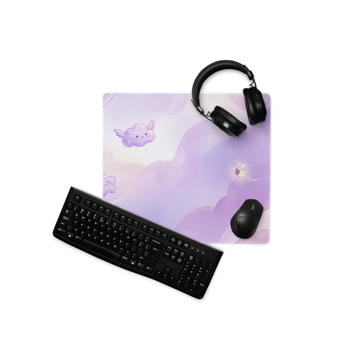 Purple Lavender Clouds Gaming Mouse Pad Cute Girly Style